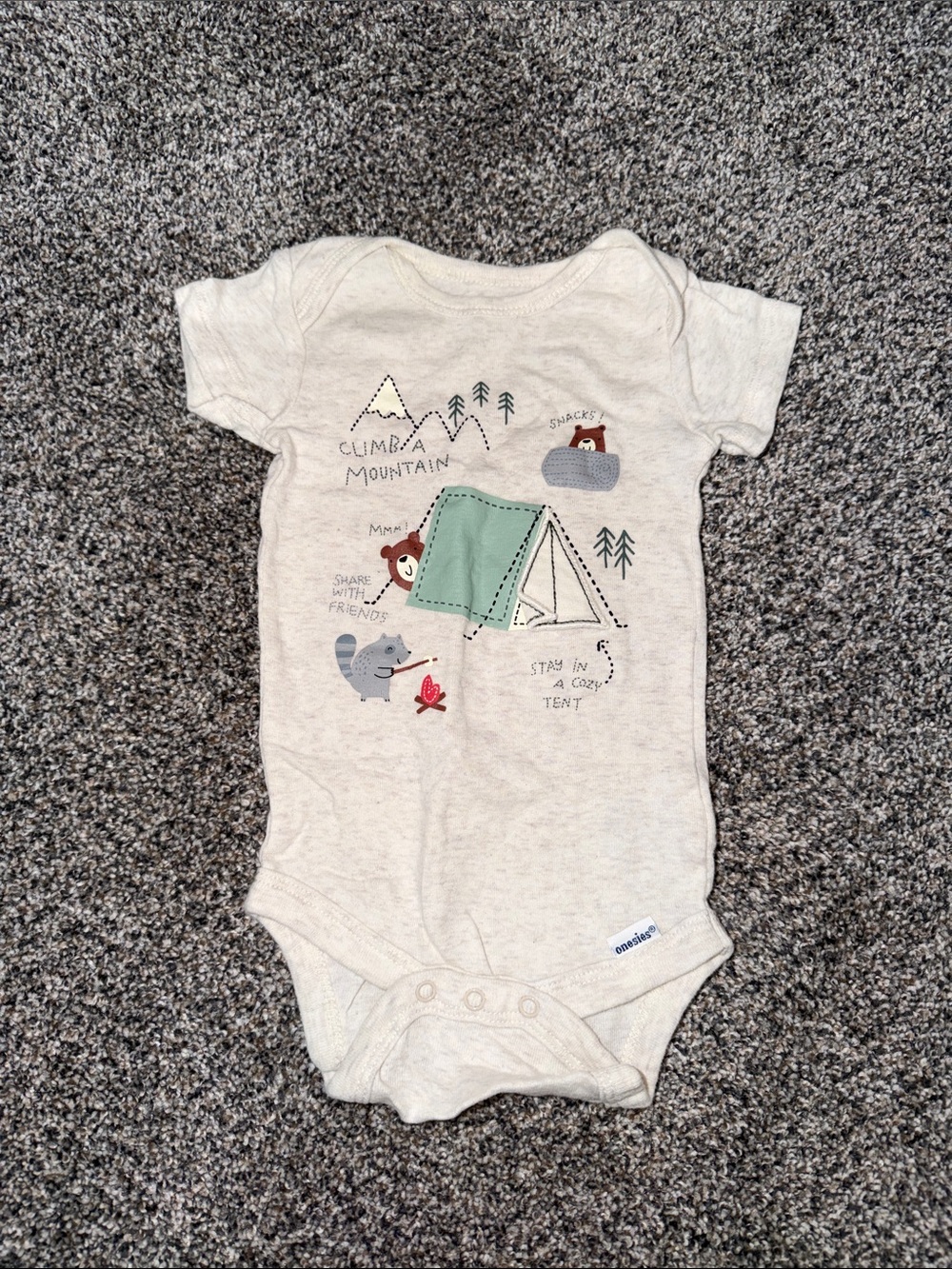 Gerber Cream Camping Graphic One-Piece with Green Tent